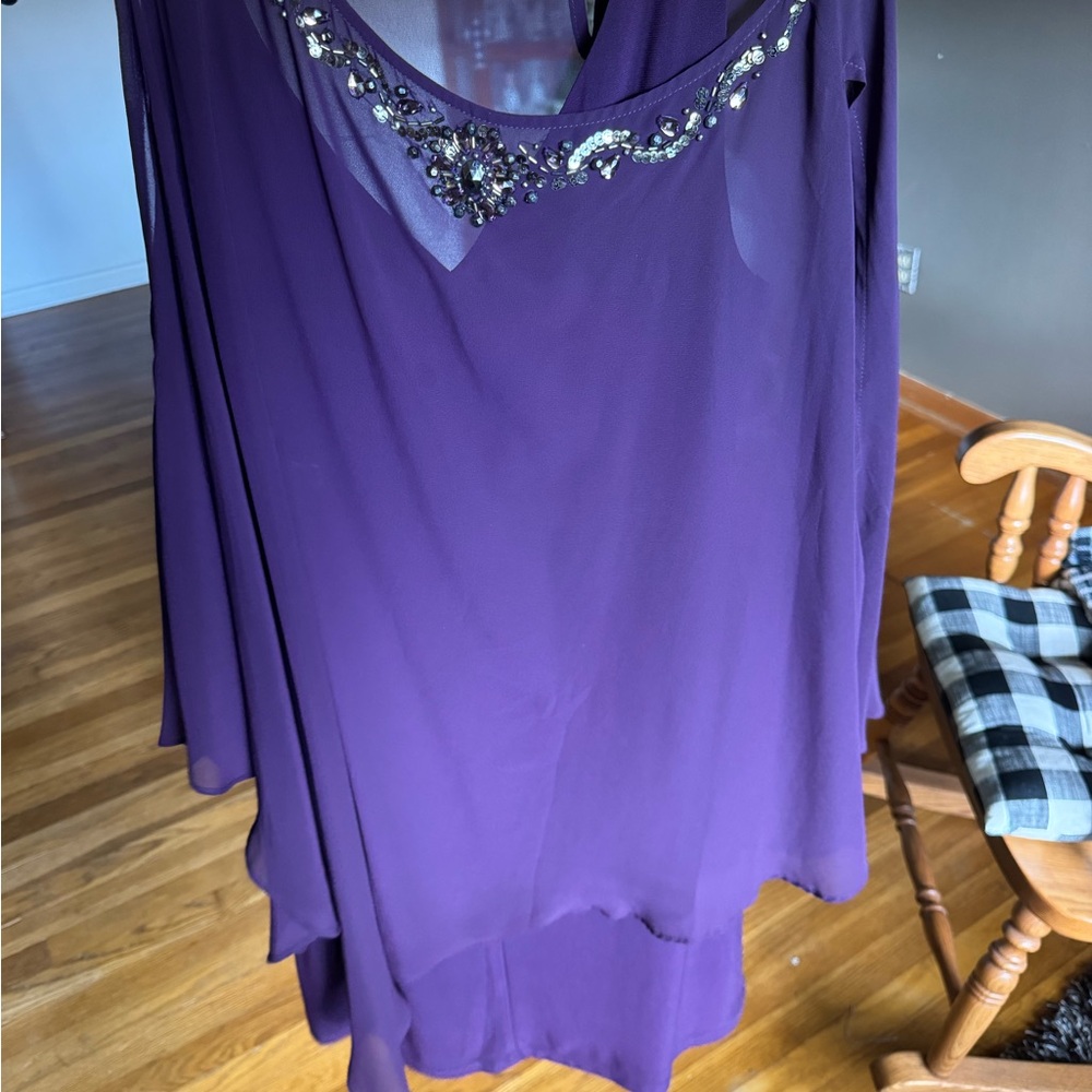 SL Fashions Deep Purple Dress with Sequin Detail